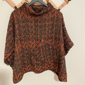 Woven Poncho with front Pocket, One Size Fits All